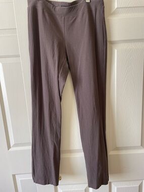 Eileen Fisher Crepe Straight-Leg Pull-On Pants in Mauve Brown 4-Way Stretch XS
